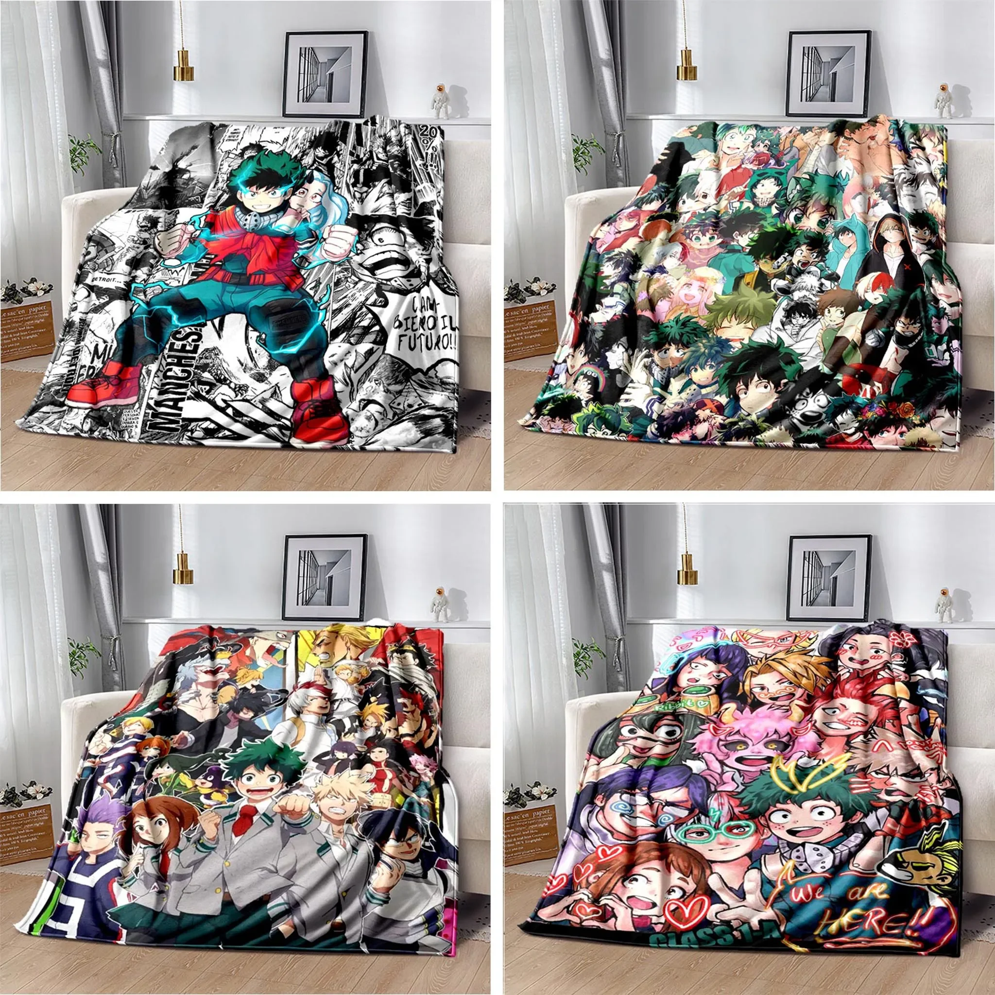 Katsuki Bakugo Blanket Flannel Decoration My Hero Academia Boku No Hero Academia Portable Throw Blanket for Home Couch Bedspread