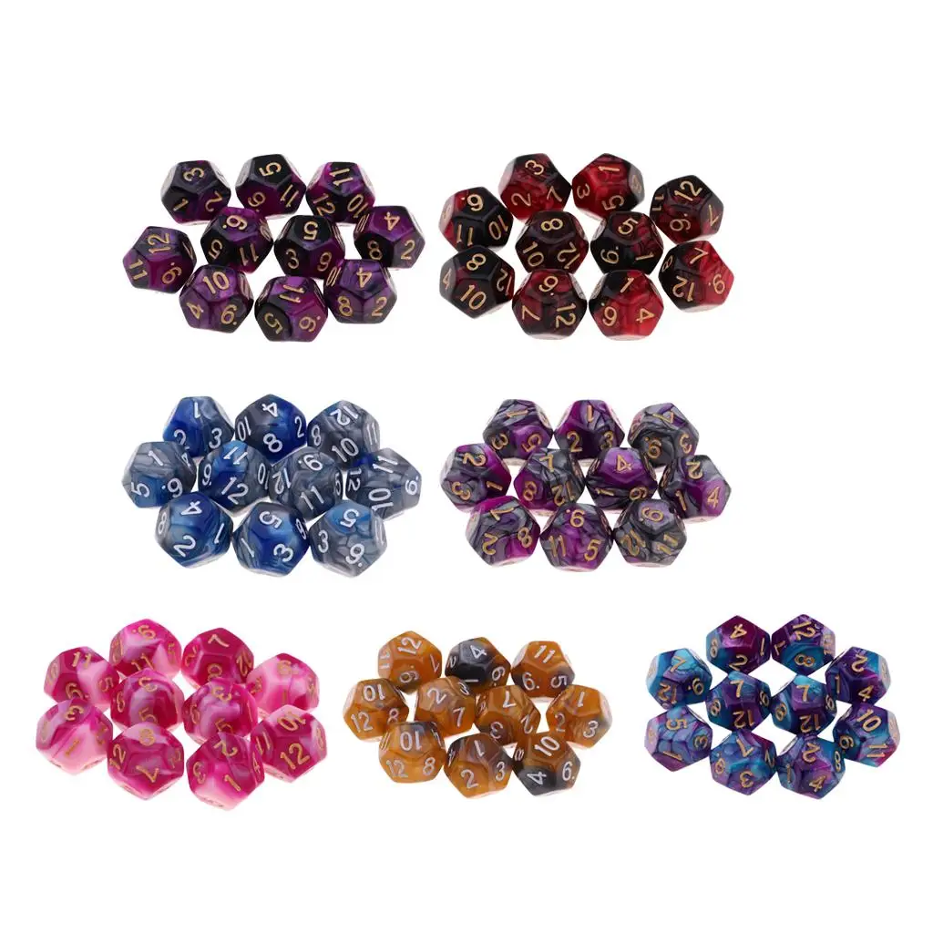 Ensemble de dés polyèdres multi-faces D & D TRaf, 7 pièces, couleur, pour petit déjeuner, paquet de 10 pièces, D12