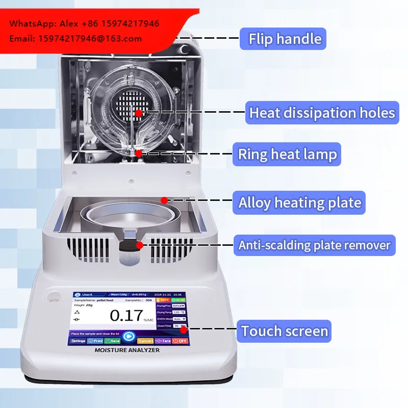Rapid High-Precision Halogen Moisture Analyzer Meter For Food Herbal Medicine Moisture Content Testing HC-155 Model Shandong