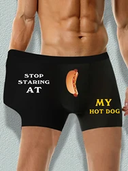 Men's Breathable Hot Dog/Letter Printed Boxer Shorts Underwear, Soft and Comfortable Underpants Underwear