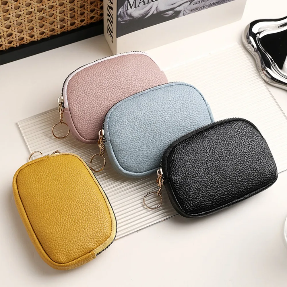 New PU Leather Short Wallet Multiple Card Slots Zipper Card Holder Multi-purpose Mini Wallet Women