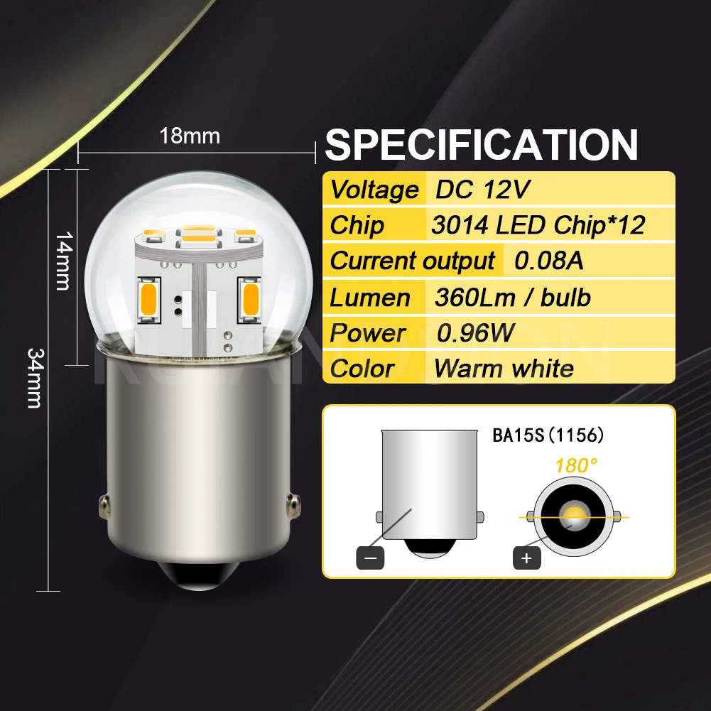 1156 BA15S Bohlam LED 6V 12V 24V 48V P21W 1157 BAY15D P21/5W BA15D S25 Lampu Rem Sinyal Belok Mundur 3014SMD 2 Buah