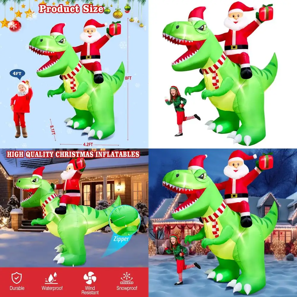 

Гигантский надувной Санта-Клаус для верховой езды со светодиодной подсветкой, шарфом, конфетной тростью и подарок для уличного рождественского декора