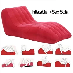 Red Inflatable Sex Sofa Chaise Chair Love Position Magic Cushion Deeper Support PVC Flocking Furniture Sex Toy For Couple