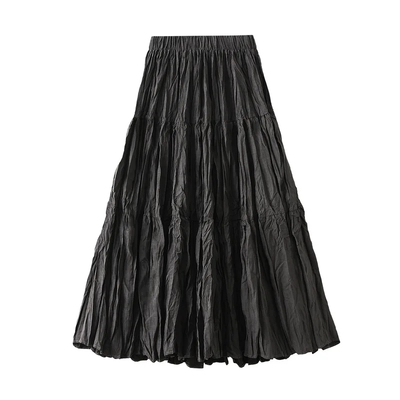 

Retro pleated skirt, large swing, mid length skirt, midi skirt, 2025 autumn new collection, spliced cake skirt, long skirt
