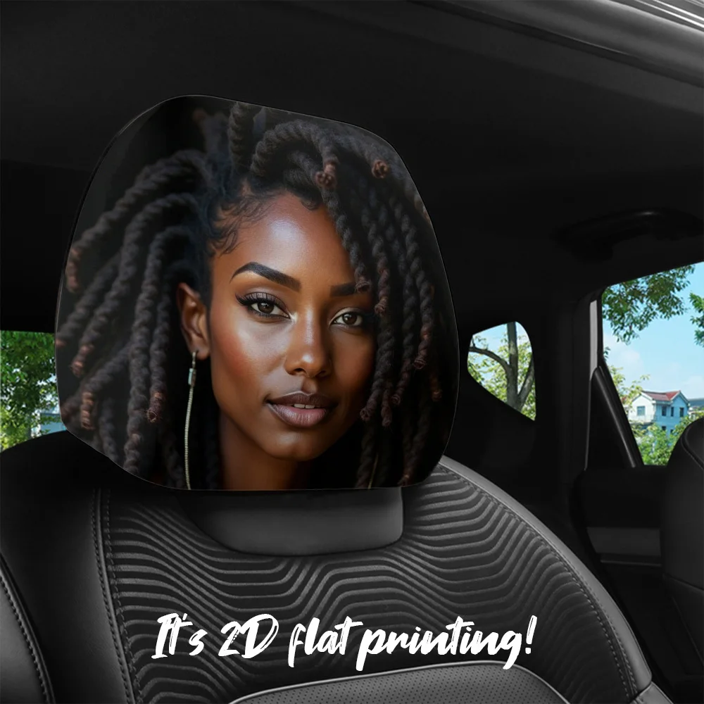 1pc,  Dreadlock Style Printed Pattern Car Headrest Cover, Car Interior Decoration, Elastic Design, Universal Fit Installation,