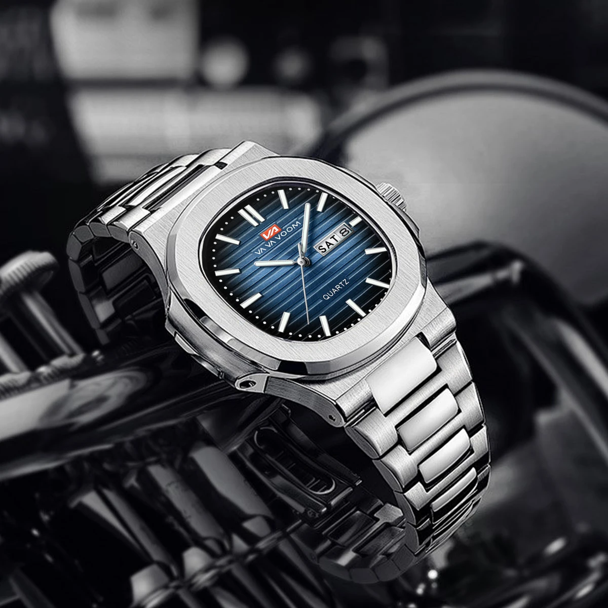 ساعة رجالية فاخرة من أفضل العلامات التجارية الكلاسيكية على طراز الأعمال من الفولاذ المقاوم للصدأ بتقويم مزدوج وحركة كوارتز ساعة معصم للرجال reloj hombre