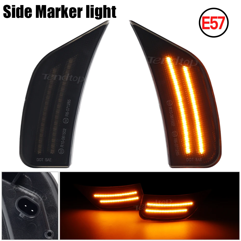 2Pcs Smoked White/Amber LED Front Side Marker Light Turn Signal Lamps For GMC Yukon Chevy Tahoe Suburban Escalade 2021-2023