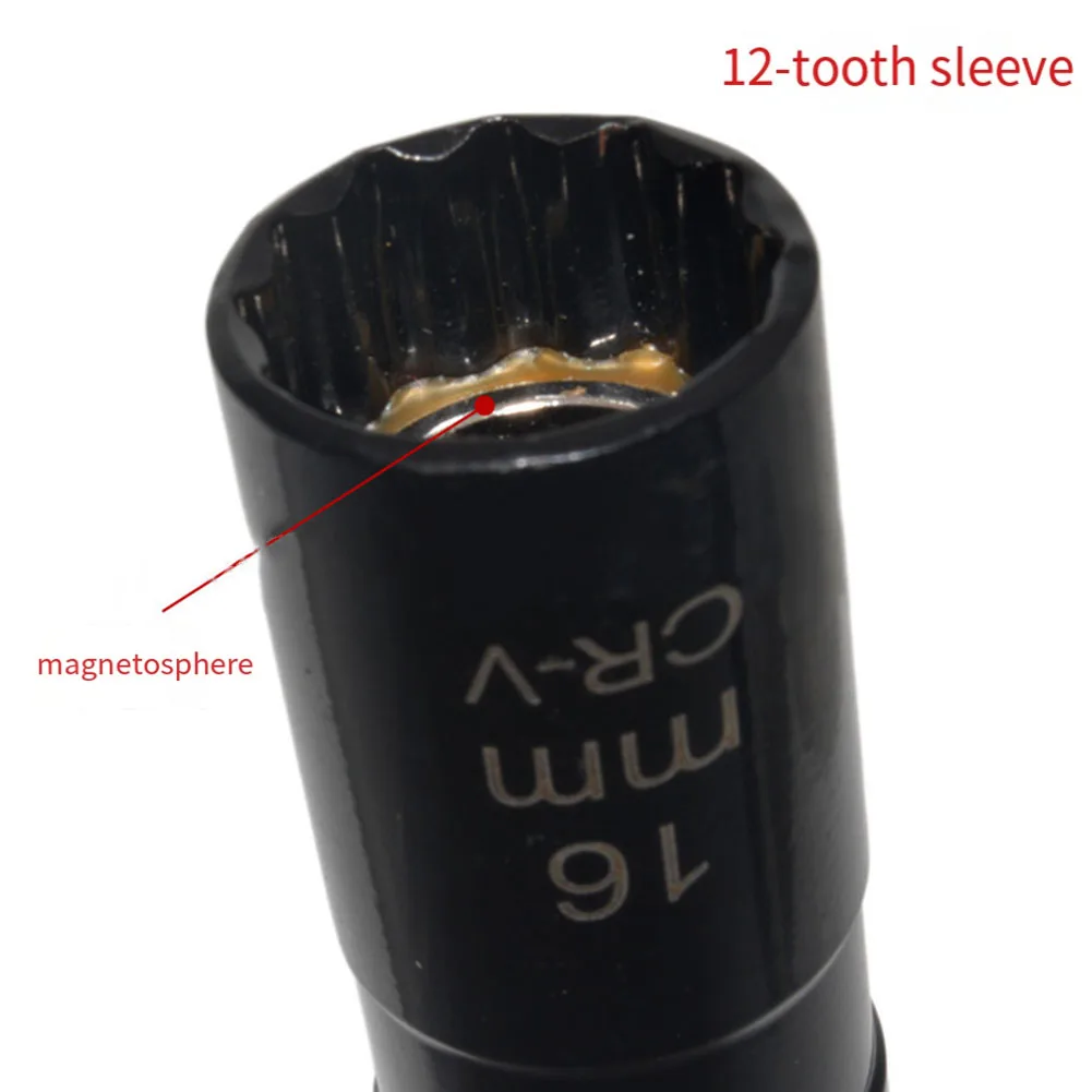 Imagem -03 - Vela de Ignição Chave Soquete Adaptador 14 Mm16 mm Junta Universal com Soquete Flexível Magnético Parede Unidade Ferramentas Reparo do Carro Peças