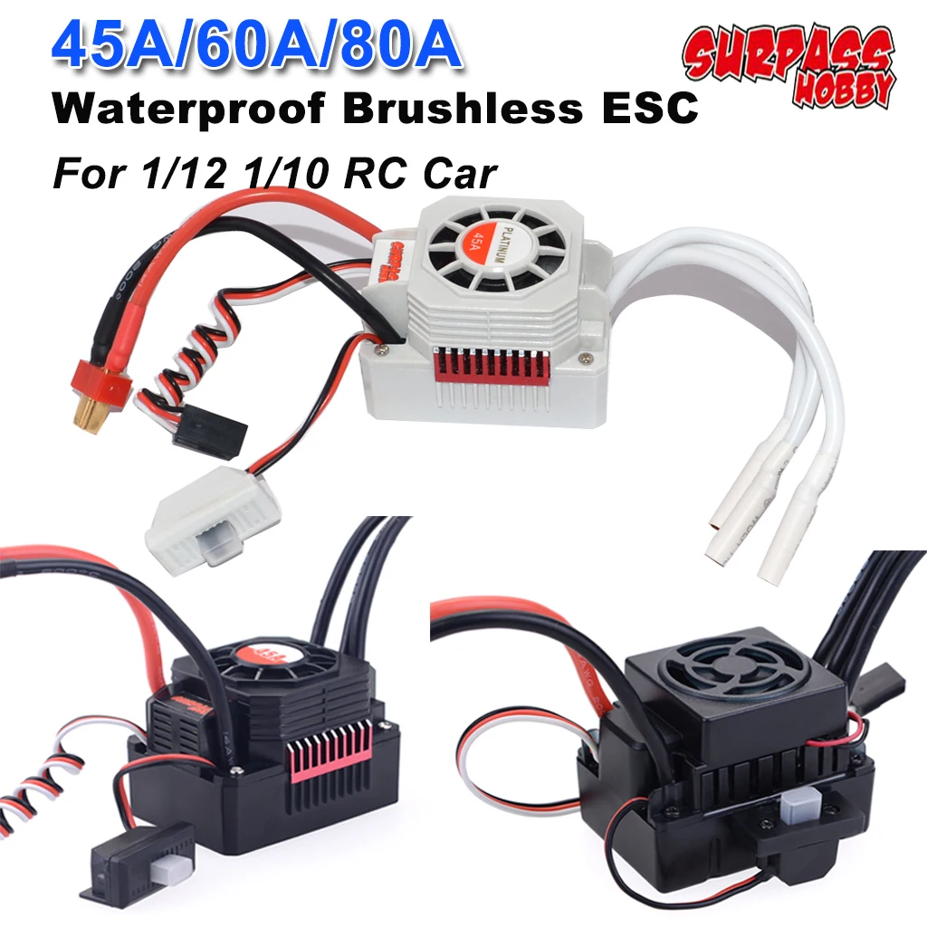 

Surpasshobby Rocket-Rc Brushless ESC Sensorless 80A 60A 45A for 1/10 1/8 1/14 1/12 RC Car