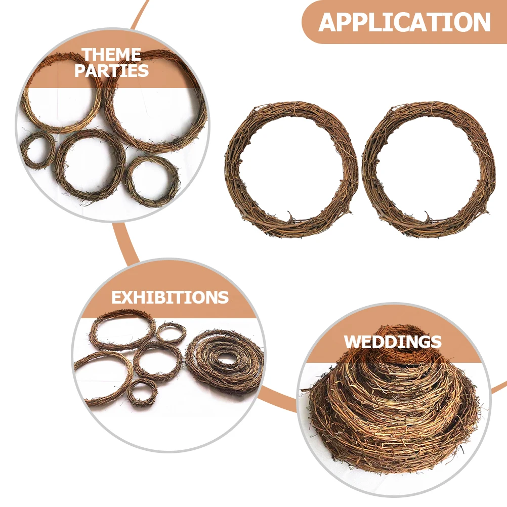 

16 Pcs Rattan Garland Flower Christmas Wreath Vine Wedding Diy Circle Wreaths for Crafts Xmas Decor Natural