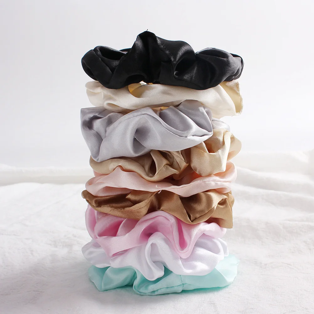 2024 Summer Women Satin Silk Elastic Hair Bands Korean Smooth Silky Hair Scrunchies Headdress Solid Ponytail Holder Hair Ties