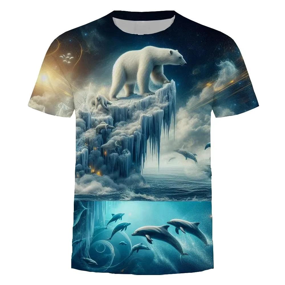 

With Polar Bear Dolphin And Glacier Patterns Autumn New 3d Printed Short-Sleeved T-Shirt Kids Tshirt Men's Shirts Woman T-Shirts