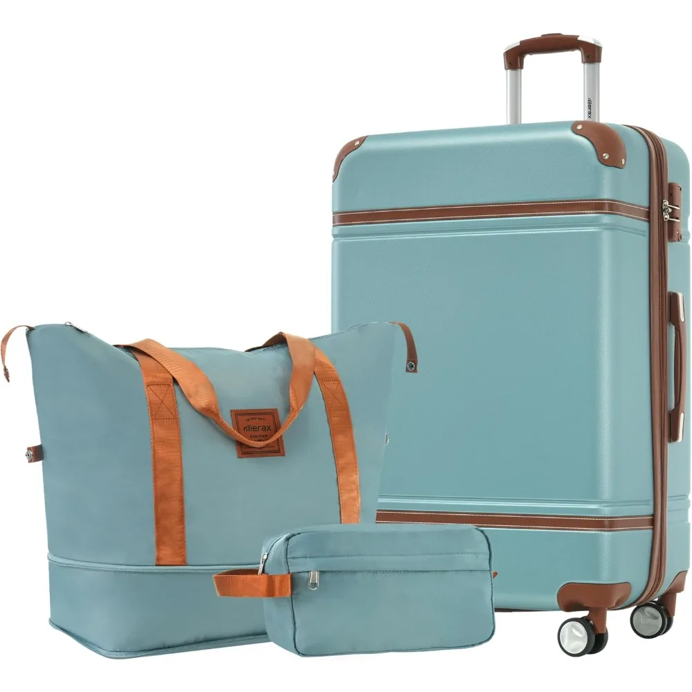 

Luggage set of 24 inch expandable luggage with TSA lock wheel hard shell, lightweight retro travel luggage