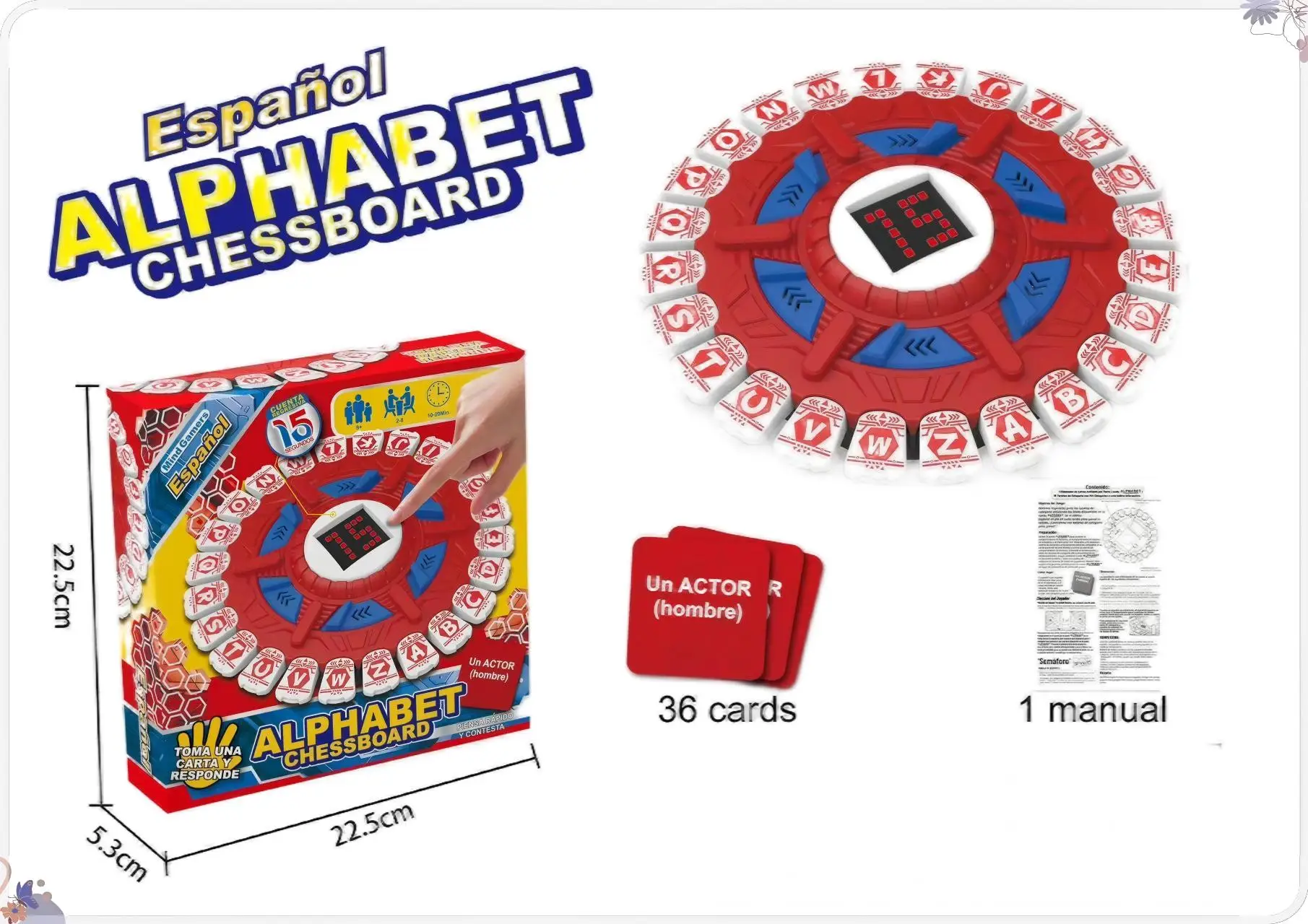 

Spanish Basta Game - Fast-Paced Letter Table Toy Family Gathering Party Game for Adults & Kids Fun Spanish Language Learning