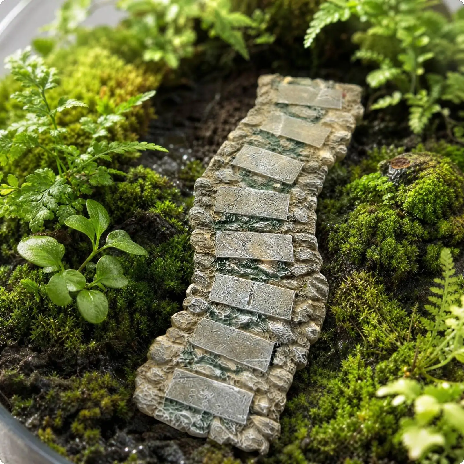 Textured Resin Pathway Ornament Plant Decoration Stone Slab Walkway Rustic Style for Miniature Landscape Aquarium Terrarium