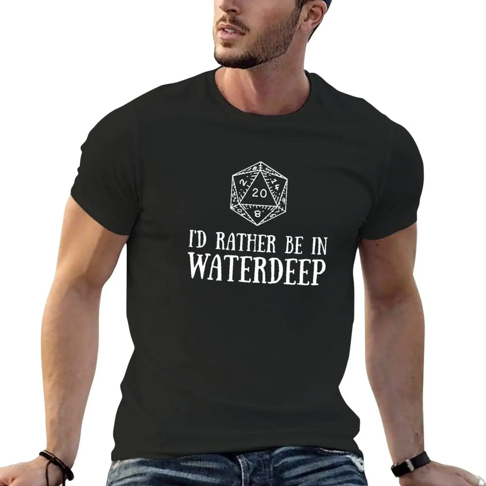 Ich wäre lieber in wasserdichten D & D D20 T-Shirt erhabenen Schweiß Herren große T-Shirts