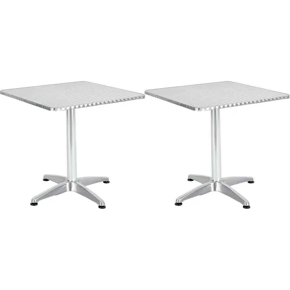 

Set o 2, Indoor Outdoor 27.5" Square Restaurant Table or Patio StainlSteel Silver urniture with Base