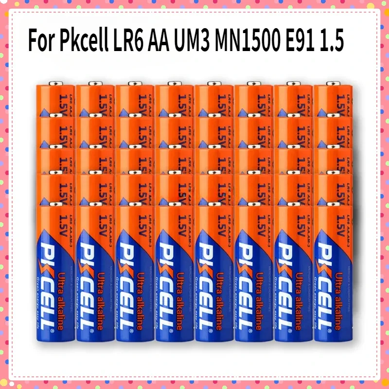 

60pcs For Pkcell LR6 AA batteries 2A battery UM3 MN1500 E91 1.5v Aa Alkaline Battery Dry Primary Superior R6P 2A Batteria