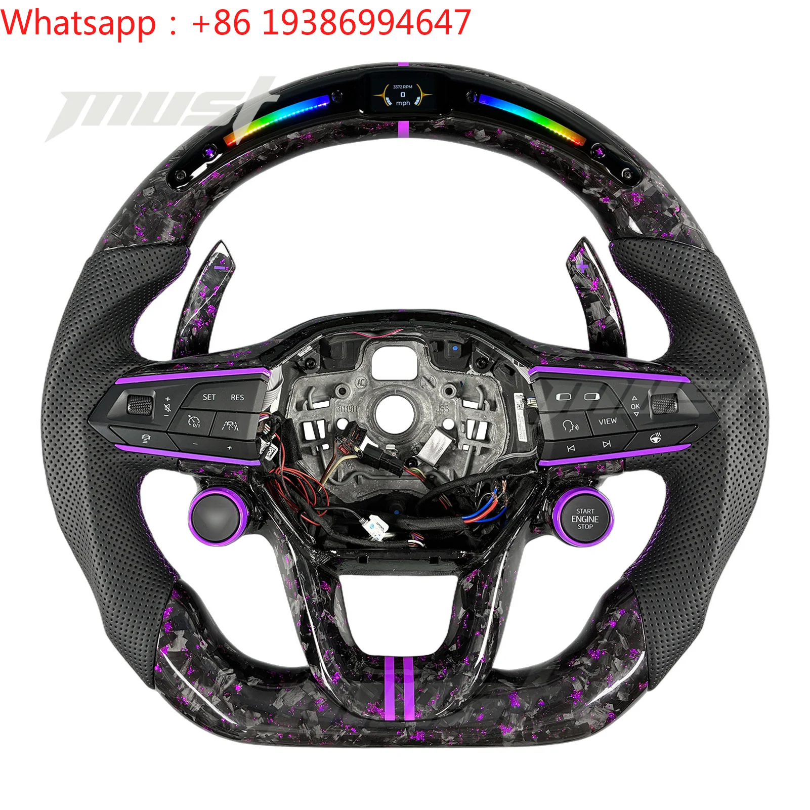 For Seat Cupra Leon Formentor Tavascan Terramar VZ 2020-2026 Custom Purple Forged Carbon Fiber Steering Wheel with LED Display