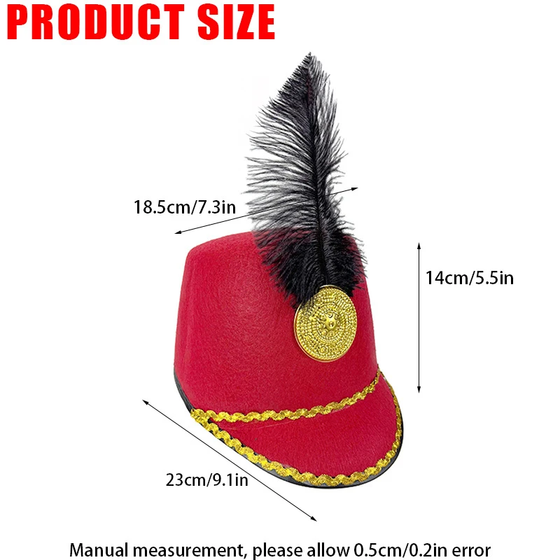 Dress Up Marching Band Hat Vintage Knight Sun Protection Uniform Caps Role Play With Parade Drum Major Hat Festival Fancy Hats