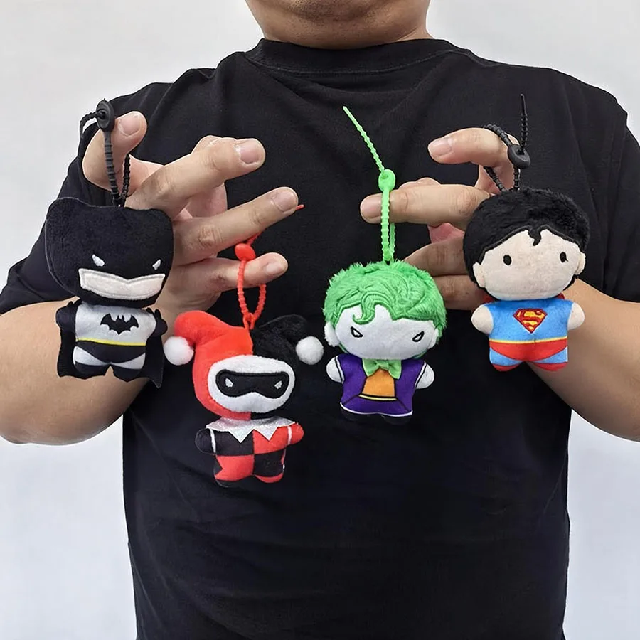 9cm Batman Superman Plush Keychain DC Justice League 9cm Harley Quinn Joker Cute Cartoon Movie Dolls Creative Christmas Gifts