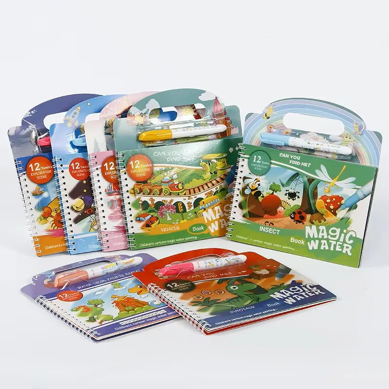 كتاب الرسم المائي السحري للأطفال الصغار ألعاب التعليم المبكر قابلة لإعادة الاستخدام كتاب تلوين الرسم السحري للأطفال ألعاب مونتيسوري