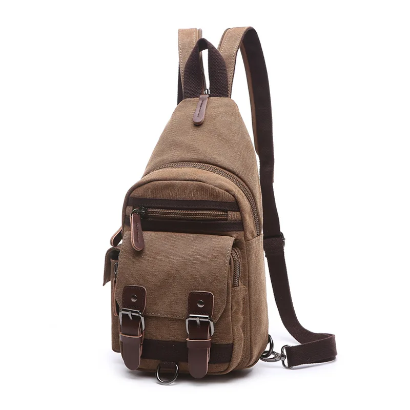 

Canvas Crossbody Bag Backpack Unisex Fashion Sling Chest Shoulder Bag Small Casual Daypack for Travel Cycling Work Men Women