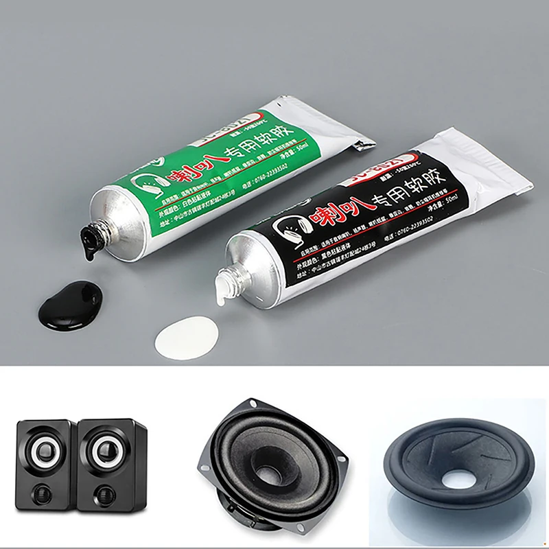 Pegamento de reparación de altavoz, tapa de polvo lateral de espuma, borde de goma, cono, adhesivo fuerte, pegamento de reparación súper electrónica, 50ml, 1 ud.