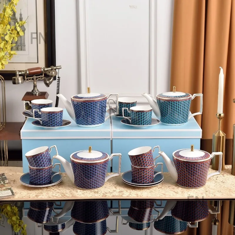 Byzantine Collection Simple Home Bone China Afternoon Teapot Set High End Coffee Flower Tea Cups With Saucers Full Set