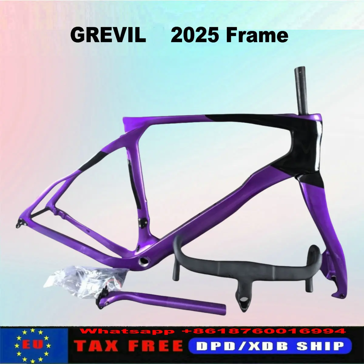 

2025 Gravel Carbon Frame Purple Disc Brake Grevil Cycling Bike Frameset 160mm