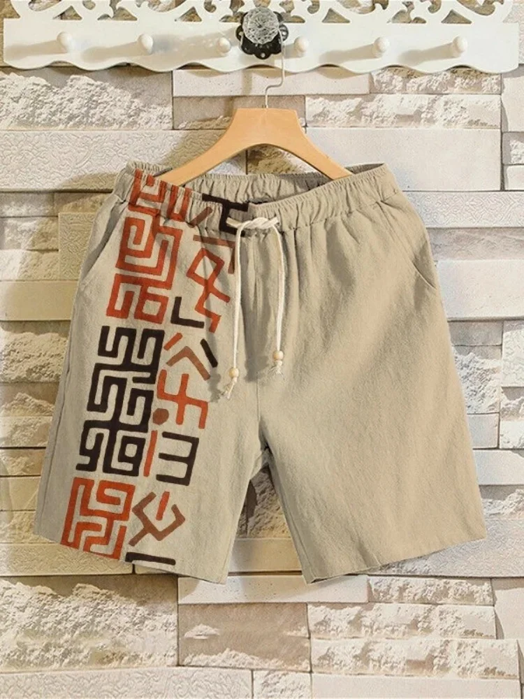 

Men's African Traditional Patterns Print Shorts Summer Holiday Elastic Drawstring Waisted Short Pants Fashion Loose Chic Bottoms