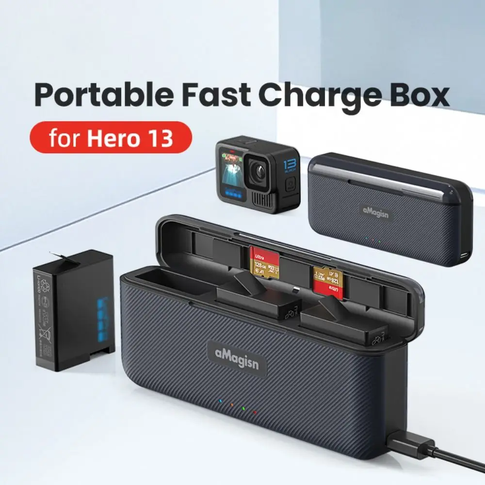 New 3 Charging Slots Battery Charger Charging Stand Action Battery Charging Box Fast Charger Camera Charge Hub for GoPro Hero 13