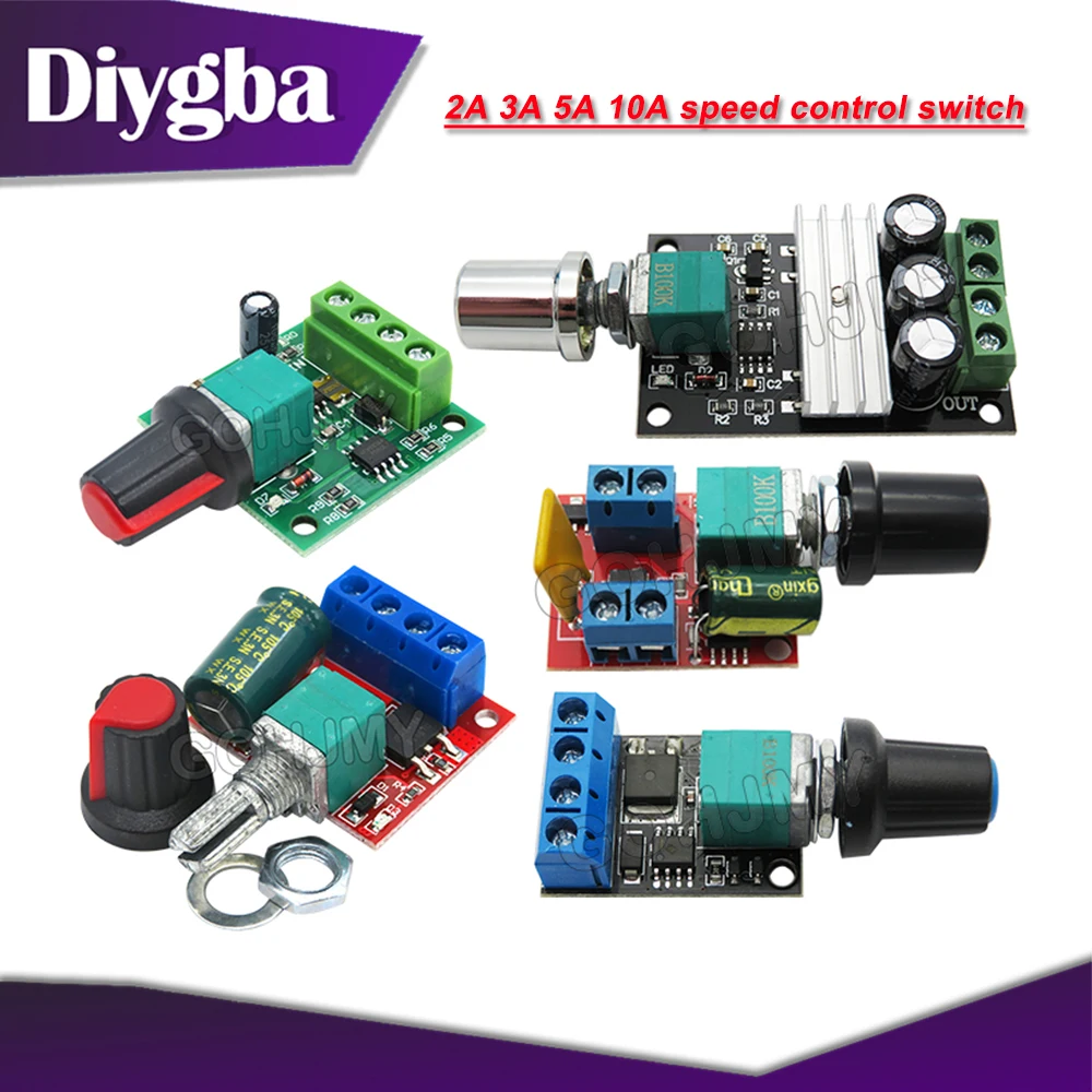 PWM DC Motor Governor 2A 3A 5A 10A Speed Control Switch Function 1803BK 1203BK DIYGBA