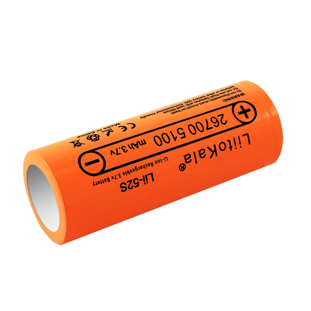 1 قطعة LiitoKala Lii-52S 26700 5100mAh قدرة عالية 3.7 فولت بطارية ليثيوم لمصباح يدوي قوة البنك بطاريات ليثيوم أيون قابلة للشحن