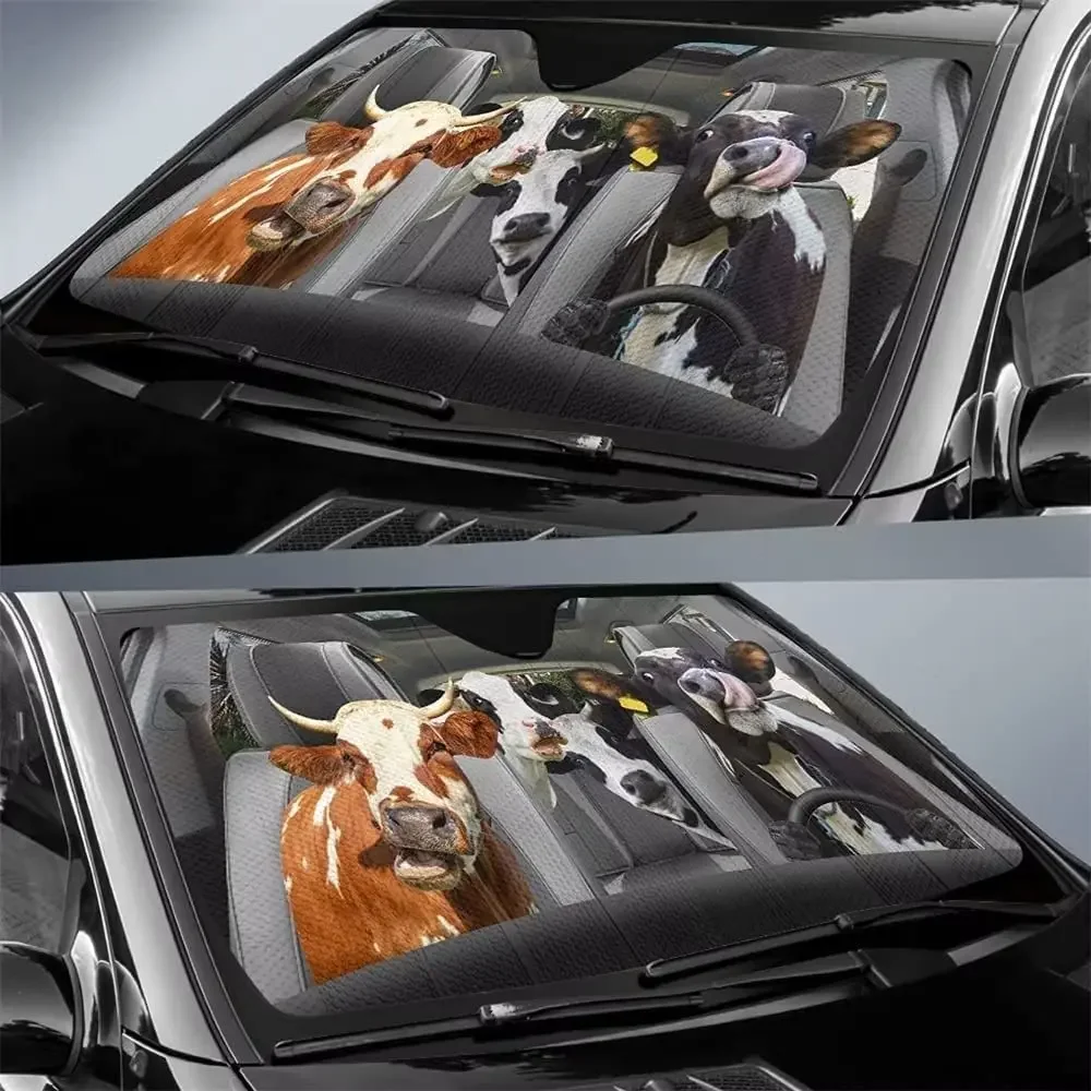 Farm Cow Animal Driver Car Sun Sunshade for Windshield Funny Cow Auto Front Window Windshield Car Sunshade Car Interior Cow