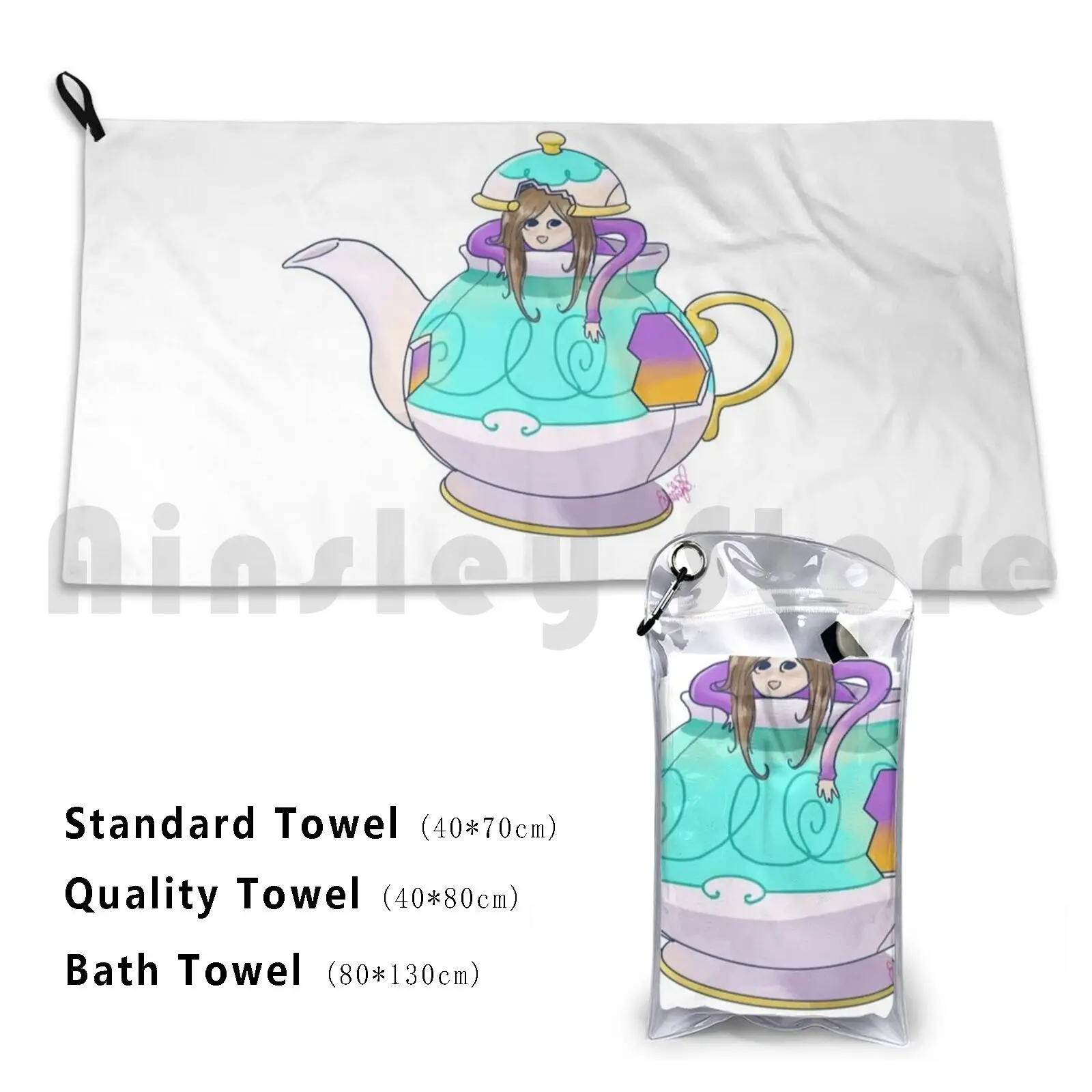 Polteaghost Bath Towel Beach Cushion Poltergeist Ghost Poke Mon Fan Art Haunted Mansion Tea Teapot