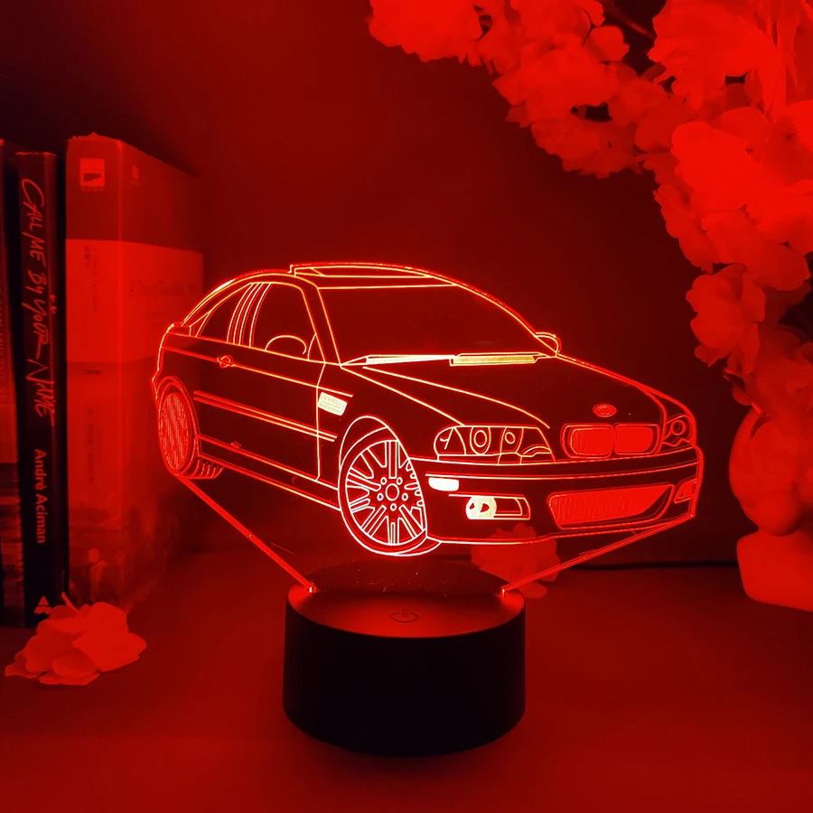 Car LED 3D Illusion Acrylic Lamp 7 Color Changing Nightlight for Boys Bedroom Decoration Christmas Gift Aesthetic Room Decor