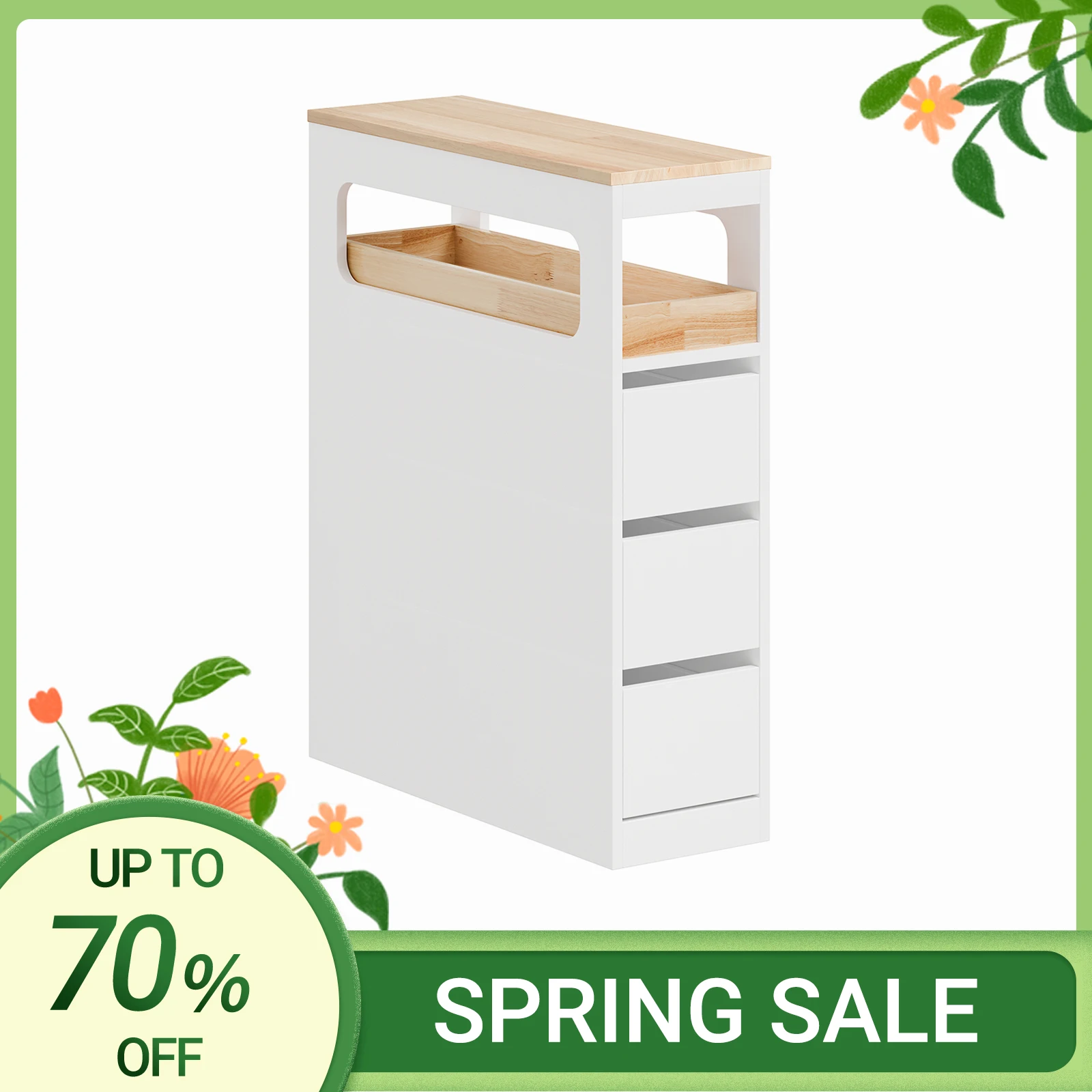 SoBuy BZR54 support de niche avec 3 tiroirs et 1 plateau amovible support de cuisine avec étagère de chariot de salle de bain en rouleau