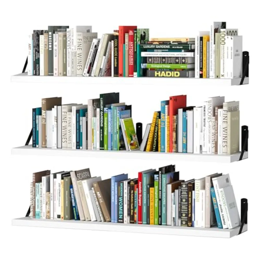 

Навесные книжные полки для стены, 35,4 дюйма в длину, деревянные плавающие полки для гостиной, библиотеки, спальни, офиса, органайзер и хранилище