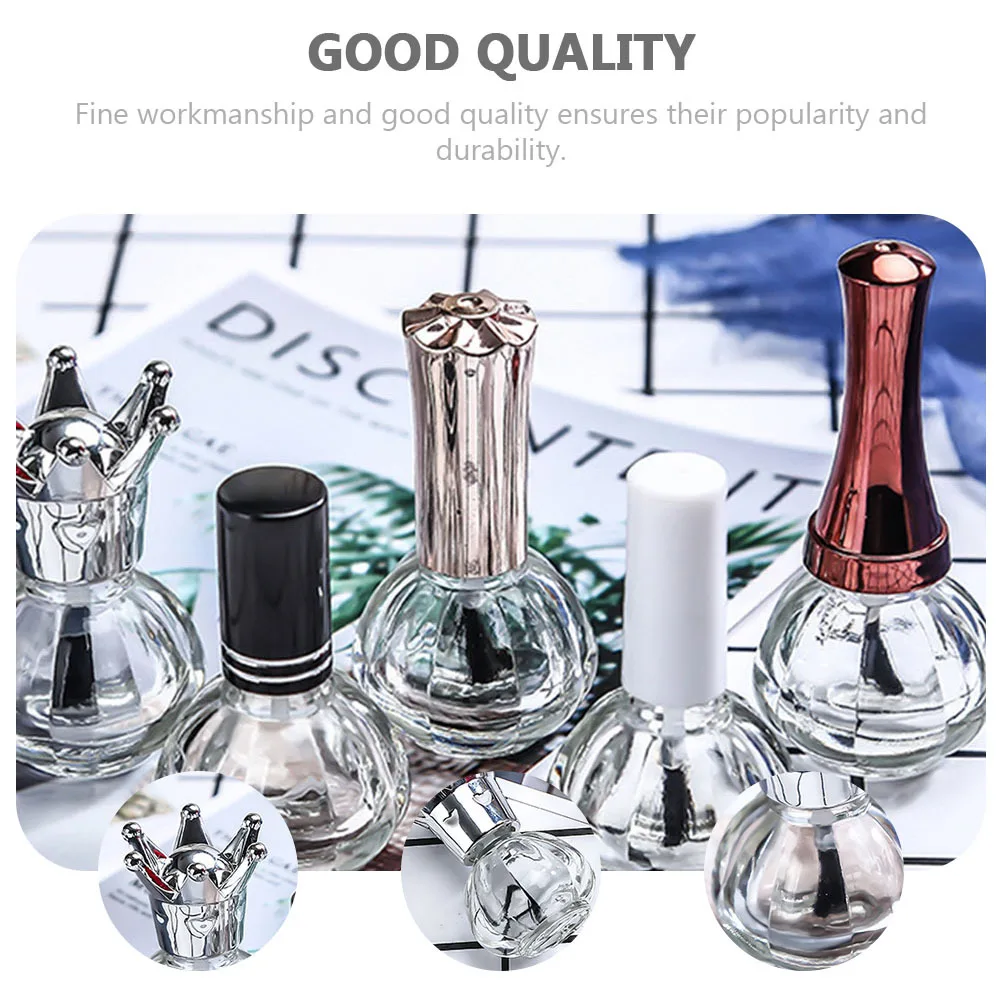 

6Pcs Refillable Nail Polish Bottle Clear Glass Nail Gel Container Professional Manicure Store Supplies for DIY Use