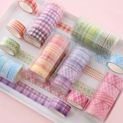 Washi Tape Decorative Ribbons Stationery 6pcs Adhesive Masking Tape Sticker Kawaii Grid Washitape School Supplies Washi Tape Set