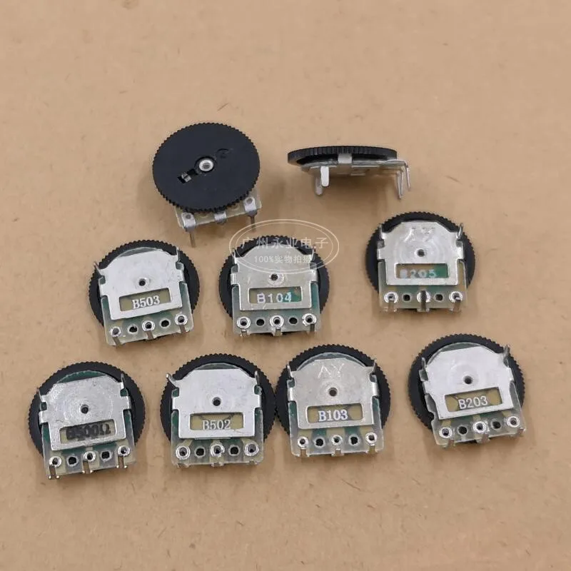 10PCS 14*1MM Single Gear Dial Potentiometer 3Pins B500R B5K B10K B20K B50K B100K Ohm Volume Switch B501 B502 B103 B203 B503 B104