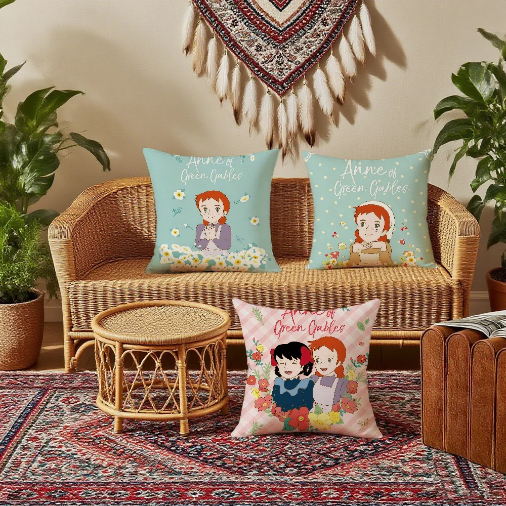 Anne Of G-green Gables Cushion Cover Bedroom Sofa Decorative Home Car Portable Cushion Cover With Zipper Soft Pillowcase