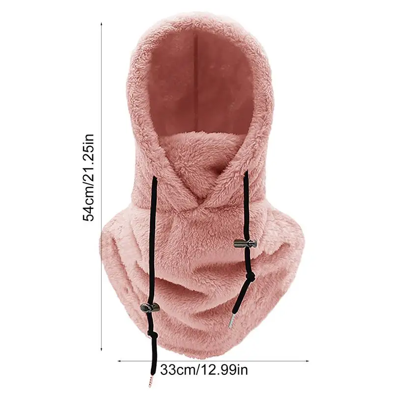 Women Hooded Scarf Cold-resistant Fleece Face Cover For Face Neck Head Windproof Winter Cycling Supplies Thermal Winter Neck