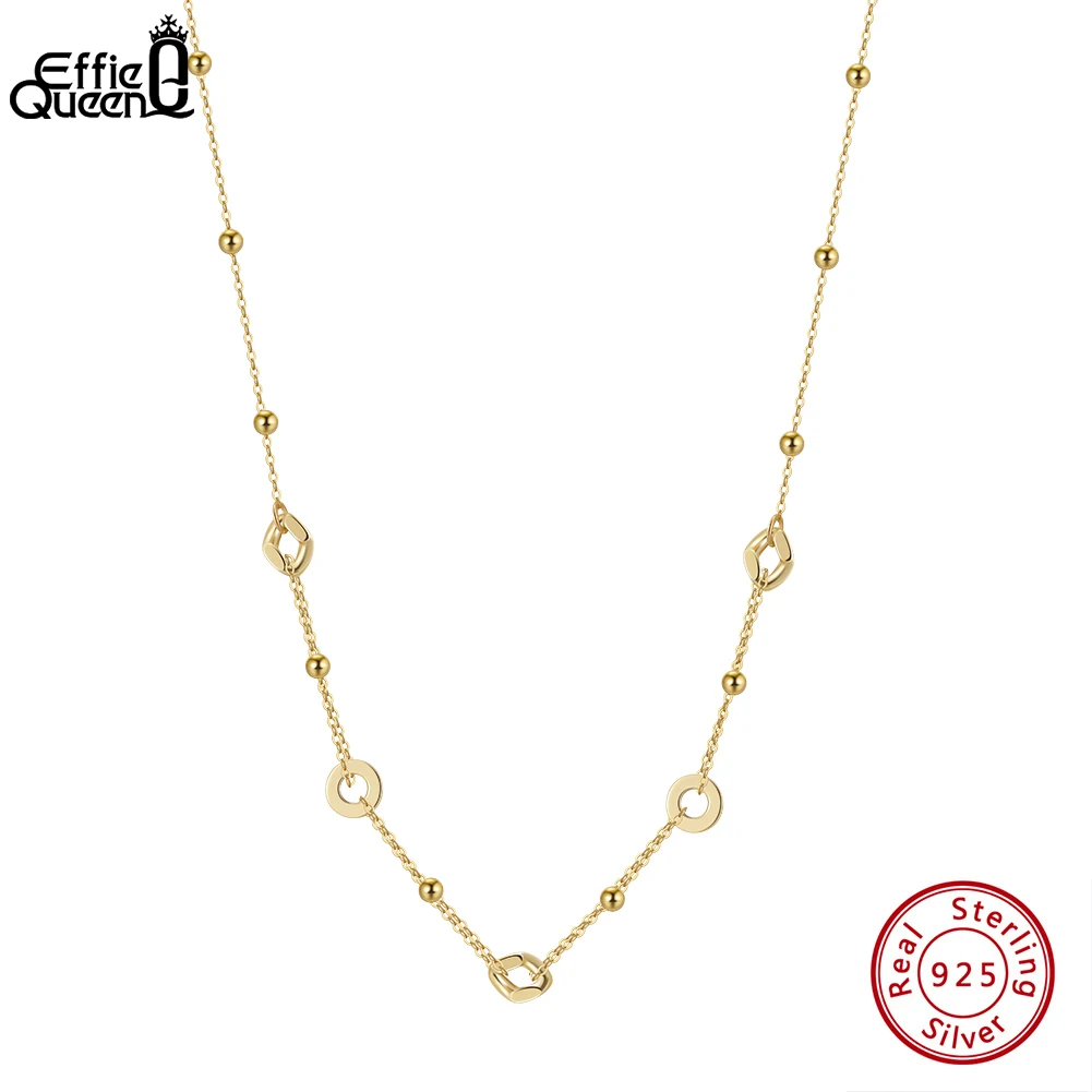 

EFFIE QUEEN Choker Necklace Silver 925 14k Gold Chain Geometric Style Jewelry for Men Women Neck Chain 2025 Trend Necklace GAN07