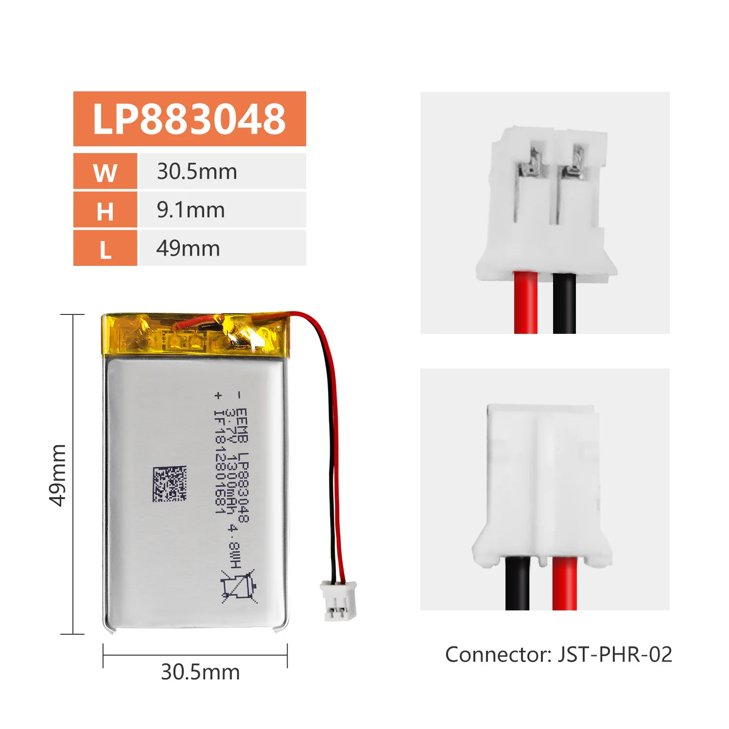 EEMB 1~10SZT 883048   Akumulator litowo-polimerowy 3,7 V 1300 mAh do akumulatora VXI Blue Parrott LP 963450