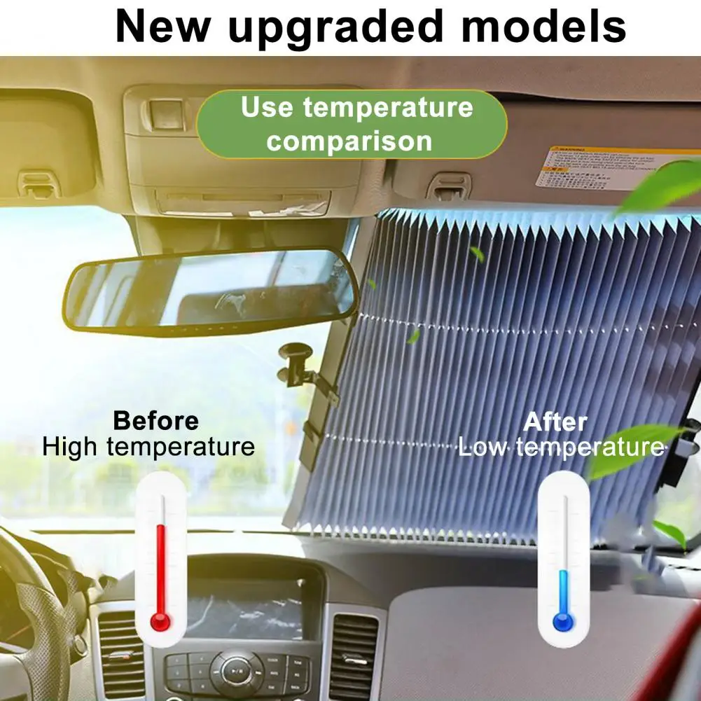 Car Retractable Windshield Sun Visor Car Retractable Curtain Sunshade Extra Uv Protection Windshield Cover Front Rear for Cars