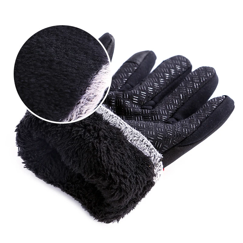 Gants d'équitation en coton épaissi pour hommes, chauds, coupe-vent, rembourrés, écran tactile, cyclisme en plein air, vélo de course, ménage, hiver