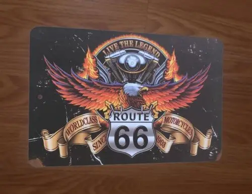 

Live the Legend Route 66 Eagle Biker 8x12 металлическая стена гаражный знак постер